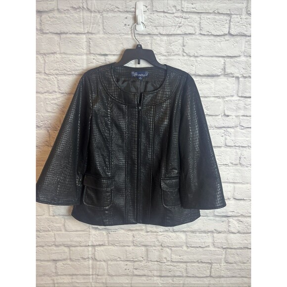 Susan Graver Women’s Faux Alligator  Leather Zip Swing Chic Jacket Size Medium - Picture 9 of 9